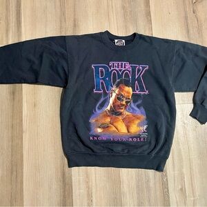 Vintage 90s WWF The Rock know your role crewneck sweater Mr. Tees small